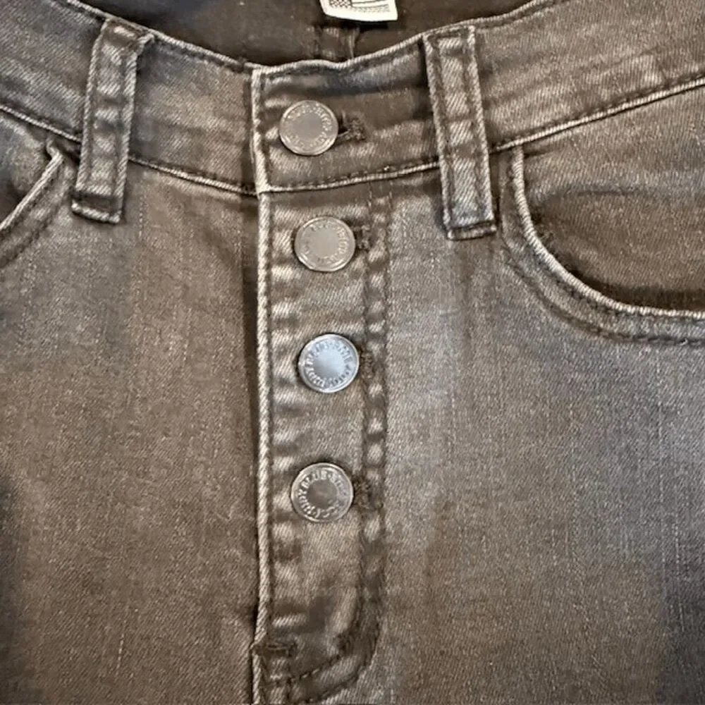 Judy Blue Lani Skinny Distressed Button Fly Jeans Stonewashed Black Size‎ 9/29